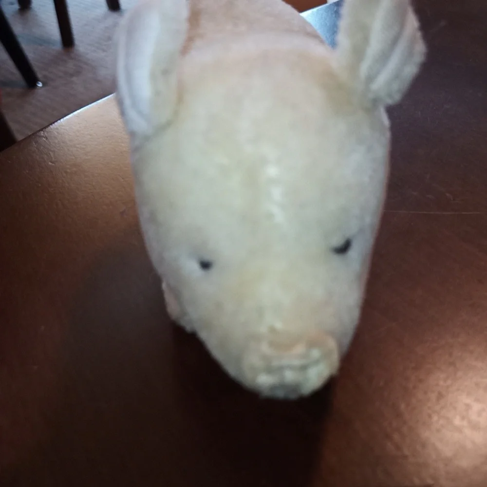 Vintage R. Dakin 100% Wool Squeaker Toy Stuffed Animal Pig w/Tail Attached 1981